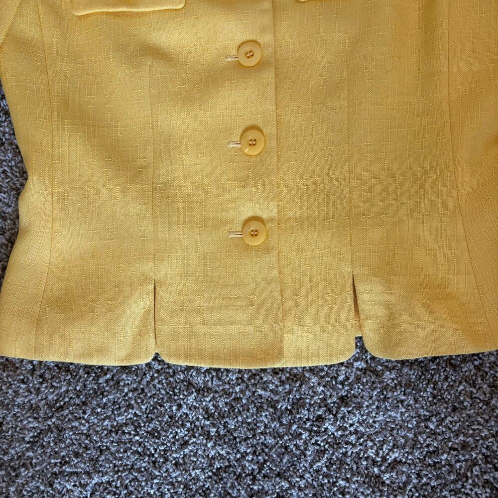 Vintage Le Suit Sunshine Lemon Yellow Fitted Blazer Y2K Mod Short Sleeve Size 6 - Picture 8 of 14